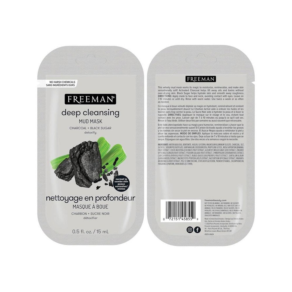 freeman-mud-mask-deep-cleansing-charcoal-black-sugar-15ml-cosmetic