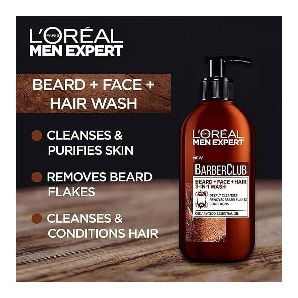 L'Oreal Men Expert Barber Club Beard + Face + Hair 3-In-1 Wash 200ml