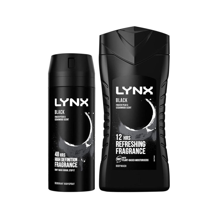 Lynx Black Gift Pack Bodywash 400ml Body Spray 106g