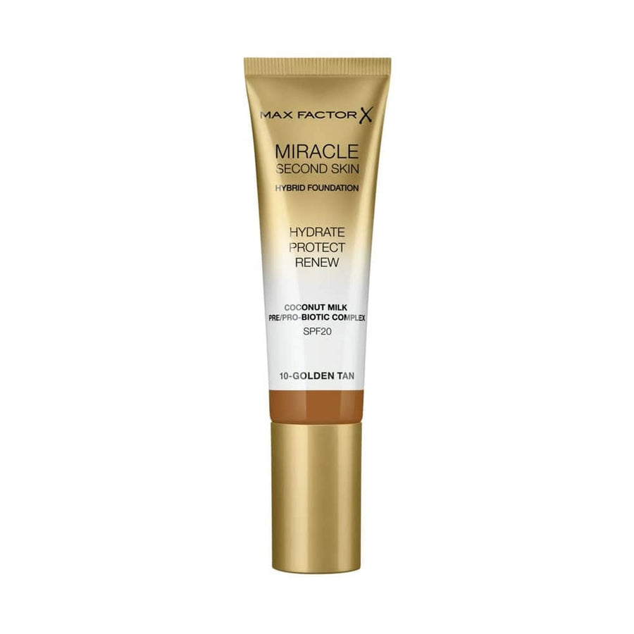 Max Factor Miracle Second Skin Hybrid Foundation 10 Golden Tan Spf20 30ml