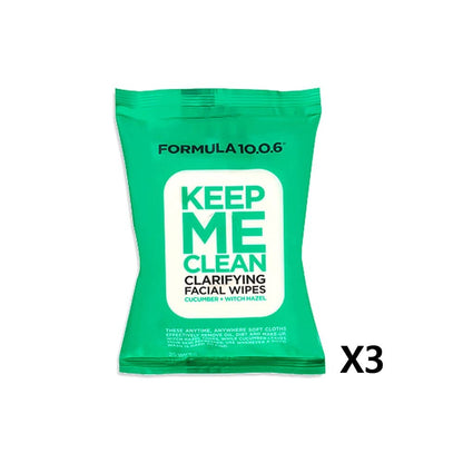 3x Formula 10.0.6 Keep Me Clean Clarifying Facial Wipes 25 wipes
