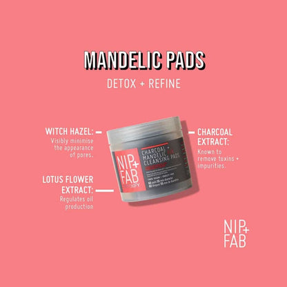 Nip + Fab Detoxify Charcoal & Mandelic Fix Cleansing Pads 60pk