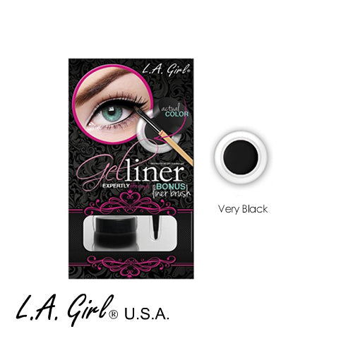 LA Girl Gel Liner & Brush Set Very Black 3g