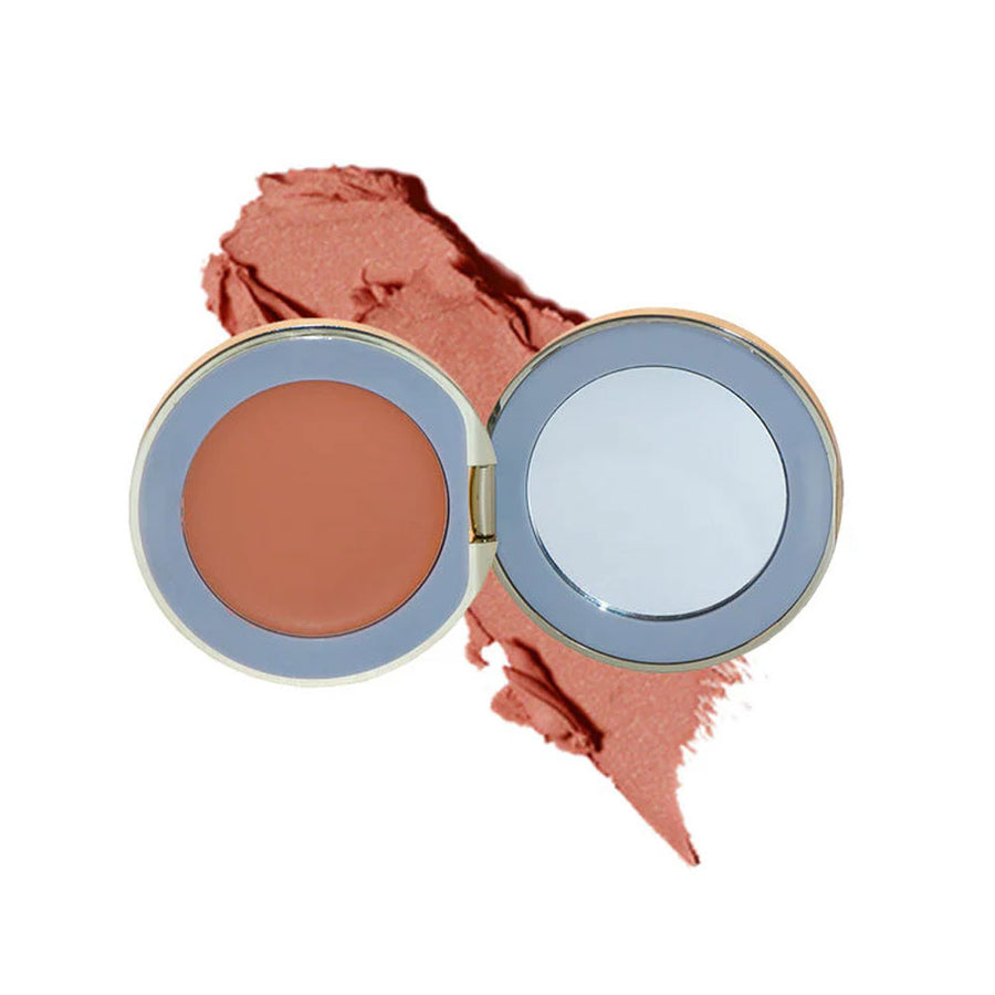 Compact blush with mirror on a white background