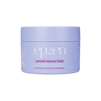 Epzen Shower Balm Unwind In Shower Moisturiser With Shea Butter, Vitamin E & 100% Natural Essential Oils 200ml