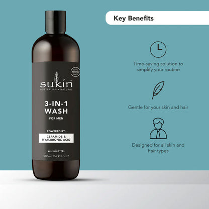 Sukin For Men 3-In-1 Wash Sport 500ml