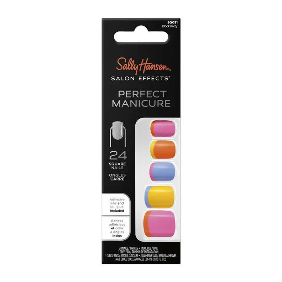 Sally Hansen False Nails Perfect Manicure Block Party 24 Square Nails