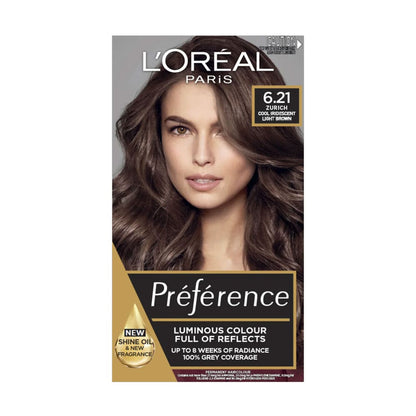 L'Oreal Paris Hair Colour Preference Luminous Colour 6.21 Zurich Cool Iridescent Light Brown