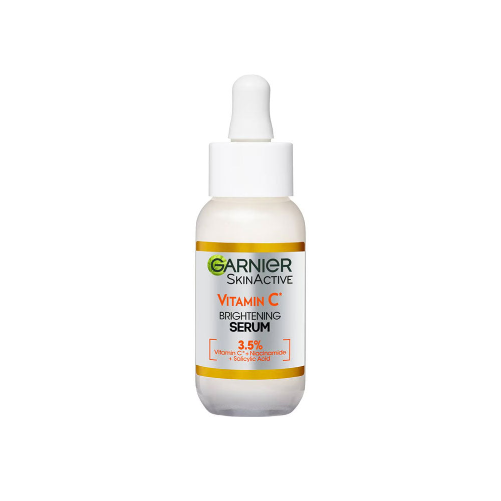 Garnier SkinActive Vitamin C Brightening Serum bottle on a white background