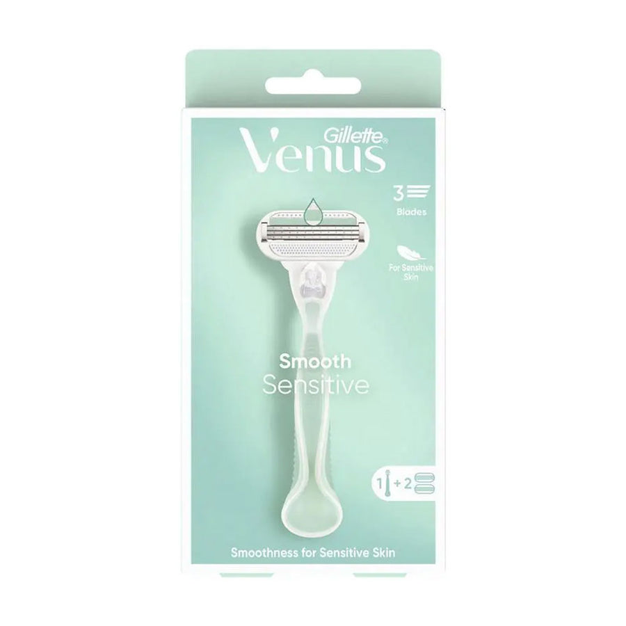 Gillette Venus 3 Blade Razor Smooth Sensitive Includes Handle + 2 Cartridge