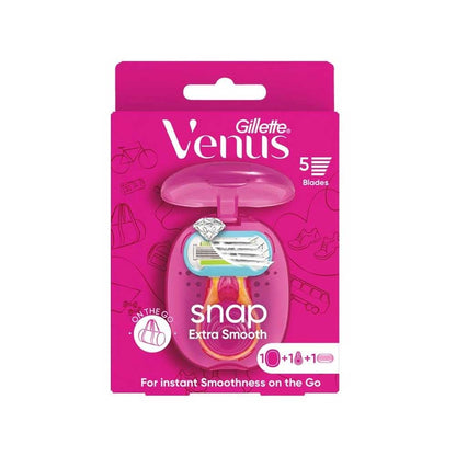 Gillette Venus 5 Blade Razor Snap Extra Smooth Includes Mini Handle And Travel Case