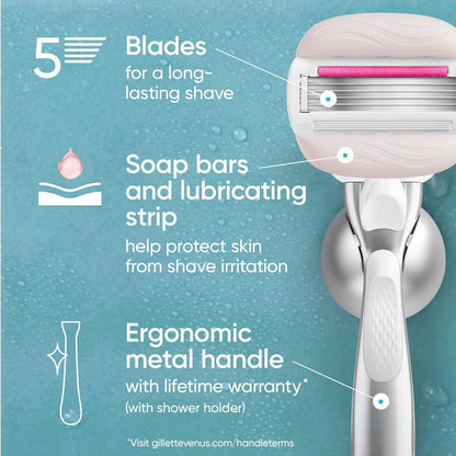 Gillette Venus 5 Blade Razor Comfort Glide Sugarberry Scent Includes Handle + 2 Cartridge