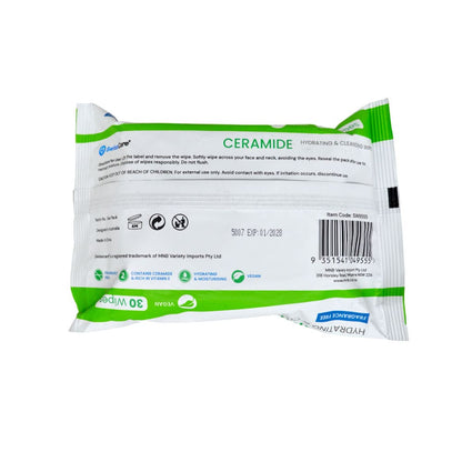 SwissCare Ceramide Hydrating & Cleansing Wipes 30pk