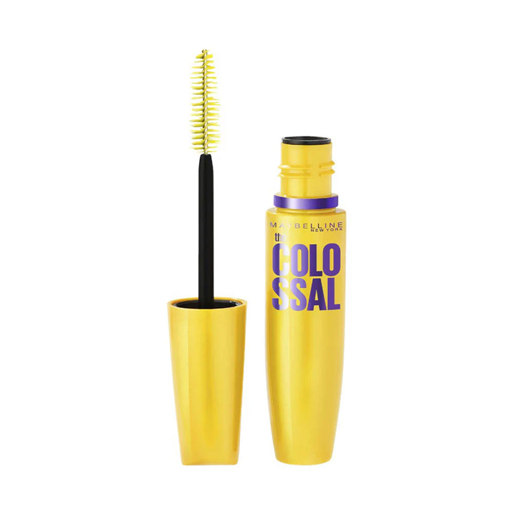 Maybelline The Colossal Mascara in Classic Black with the cap off, showing the wand and the container.