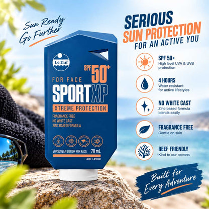 Le Tan Sunscreen Lotion For Face Sport Xp Xtreme Protection Spf 50+ 70ml