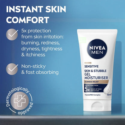 Nivea Men Skin & Stubble Gel Moisturiser Sensitive 50ml