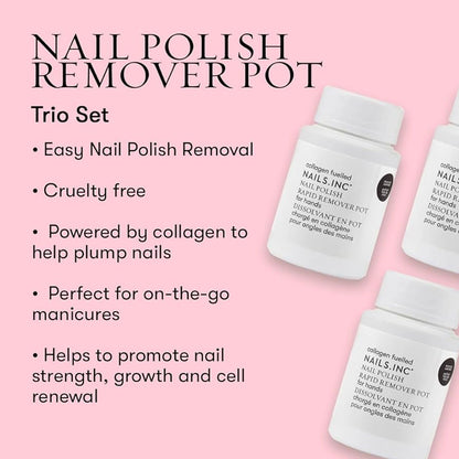 Nails Inc Nail Polish Rapid Remover Pot Collagen Fuelled Coconut Scented 60ml