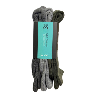 Footlab Casual Bamboo Crew Socks Mens Size 6-10 3pk