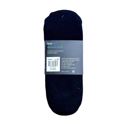 Footlab Black Casual No Show Cotton Rich Socks Mens Size 11-14 3pk