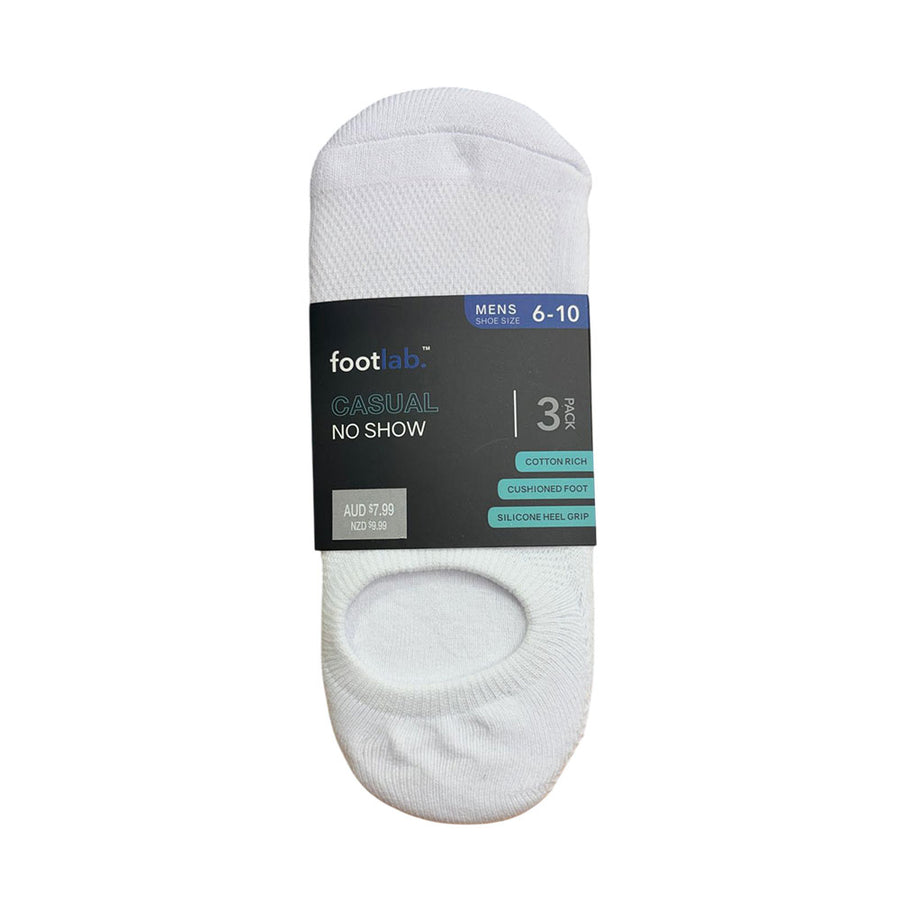 Footlab White Casual No Show Socks Mens Size 6-10 3pk