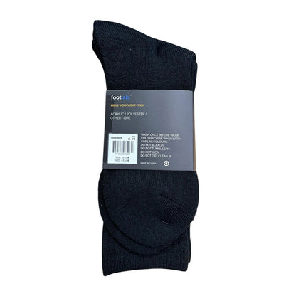 Footlab Black Workwear Crew Socks Mens Size 6-10 3pk