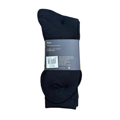 Footlab Black Workwear Crew Socks Mens Size 11-14 3pk