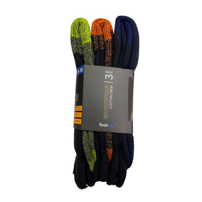 Footlab Workwear Cotton Crew Socks Mens Size 6-10 3pk
