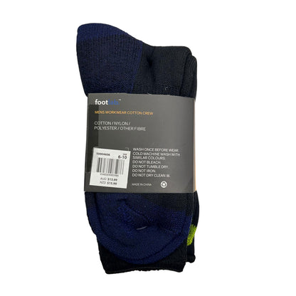 Footlab Workwear Cotton Crew Socks Mens Size 6-10 3pk
