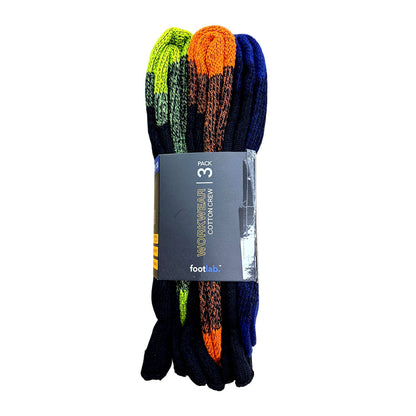 Footlab Workwear Cotton Crew Socks Mens Size 11-14 3pk