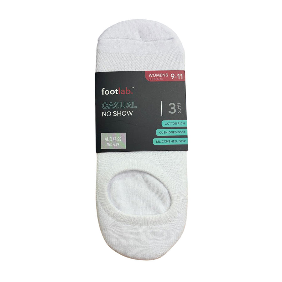 Footlab White Casual No Show Socks Womens Size 9-11 3pk