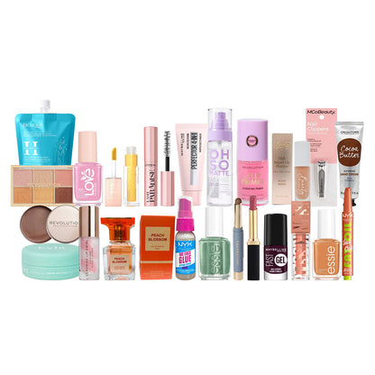 Makeup, nail and skincare products from the 24 Days of Fun Beauty Advent Calendar 2026 V2