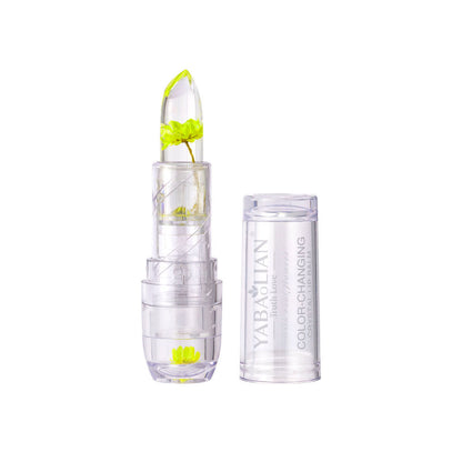 Yabaolian Jelly Real Flowers Color Changing Crystal Lip Balm Neon Yellow