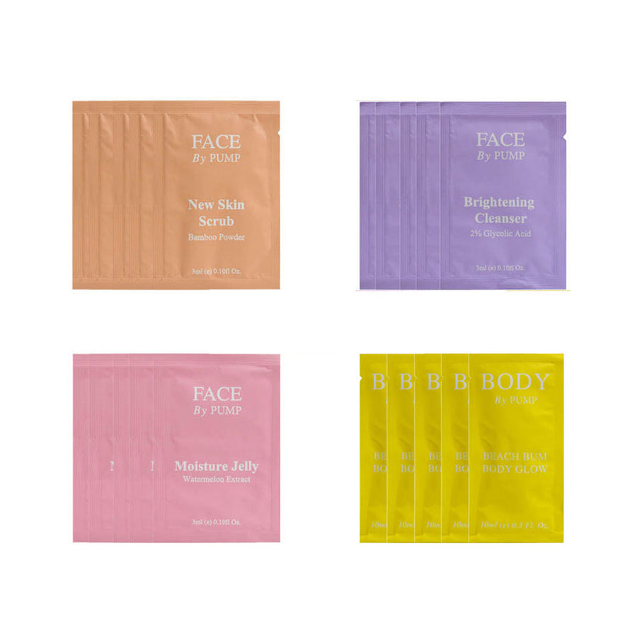 PUMP Skincare 5x Sample Pack - 20 items 3ml each