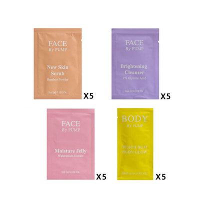 PUMP Skincare 5x Sample Pack - 20 items 3ml each