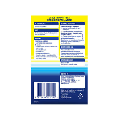 Scholl Callus Removal Pads Medicated Disc System 4pk