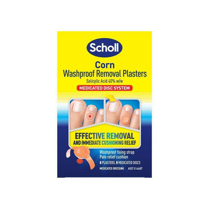 Scholl Corn Removal Plasters Washproof Medicated Disc System 8pk
