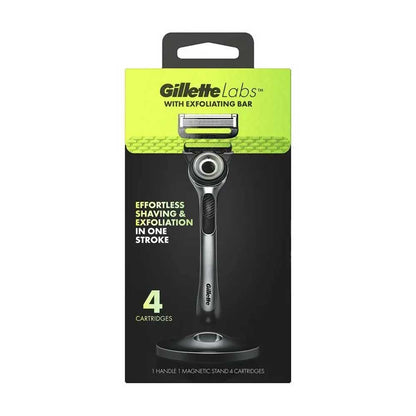 Gillette Labs 5 Blades Razor With Exfoliating Bar Includes Mangnetic Stand, Handle & 4 Cartridges