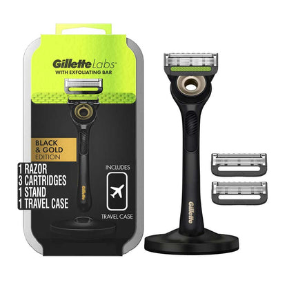 Gillette Labs 5 Blades Razor With Exfoliating Bar Includes Mangnetic Stand, Handle & 4 Cartridges