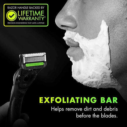 Gillette Labs 5 Blades Razor With Exfoliating Bar Includes Mangnetic Stand, Handle & 4 Cartridges