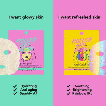 Holler & Glow Rainbow Hydrogel Face Mask Chasin' Rainbows 22g