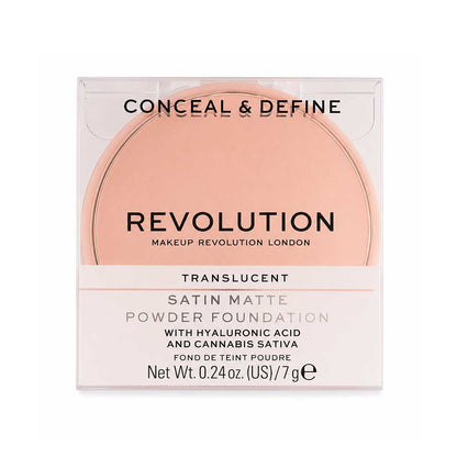 Revolution Conceal & Define Powder Foundation Satin Matte Translucent 7g