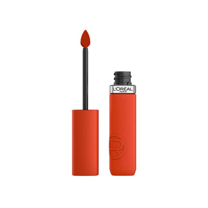 L'Oreal red lip gloss with applicator on a white background