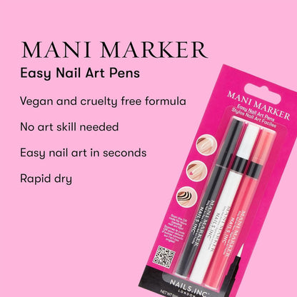 Nails Inc Mani Marker Trio Black Bright White Bubblegum Pink 3x3ml