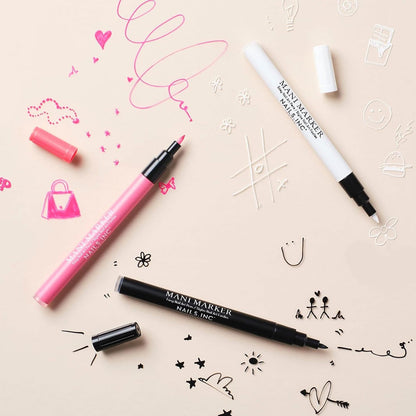 Nails Inc Mani Marker Trio Black Bright White Bubblegum Pink 3x3ml