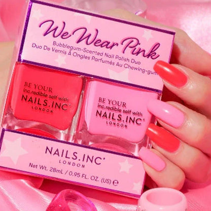 Nails Inc Duo We Wear Pink Bubblegum Scented Nail Polish Duo 2x14ml