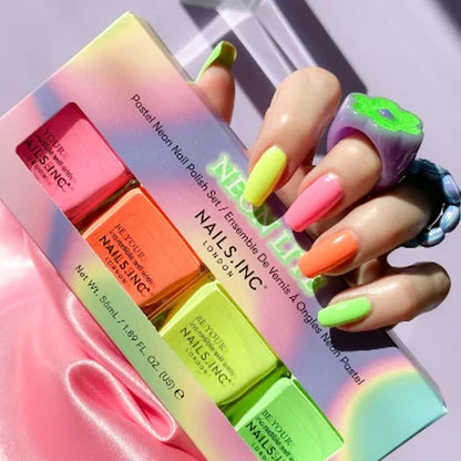 Nails Inc Quad Neon Lite Pastel Neon Nail Polish Set 4x14ml