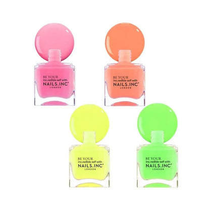 Nails Inc Quad Neon Lite Pastel Neon Nail Polish Set 4x14ml