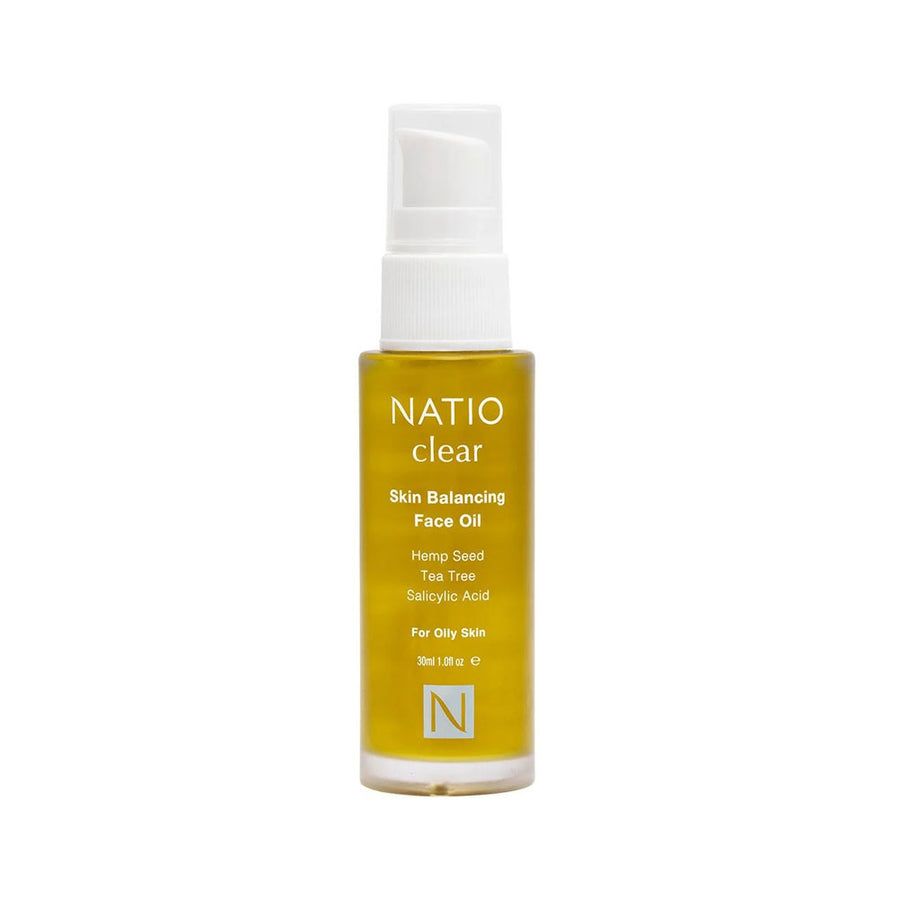 Natio Face Oil Clear Skin Balancing Hemp Seed Tea Tree Salicylic Acid For Oily Skin 30ml