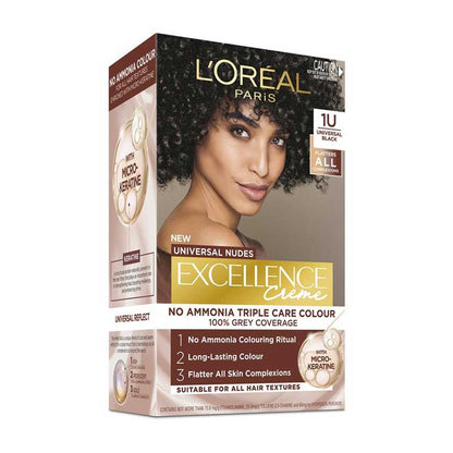 L'Oreal Paris Excellence Creme Universal Nudes No Ammonia Permanent Hair Colour 1U Universal Black