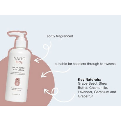 Natio Body Lotion Kids Softly Softly Shea Butter Chamomile Vitamin E Lavender 250ml